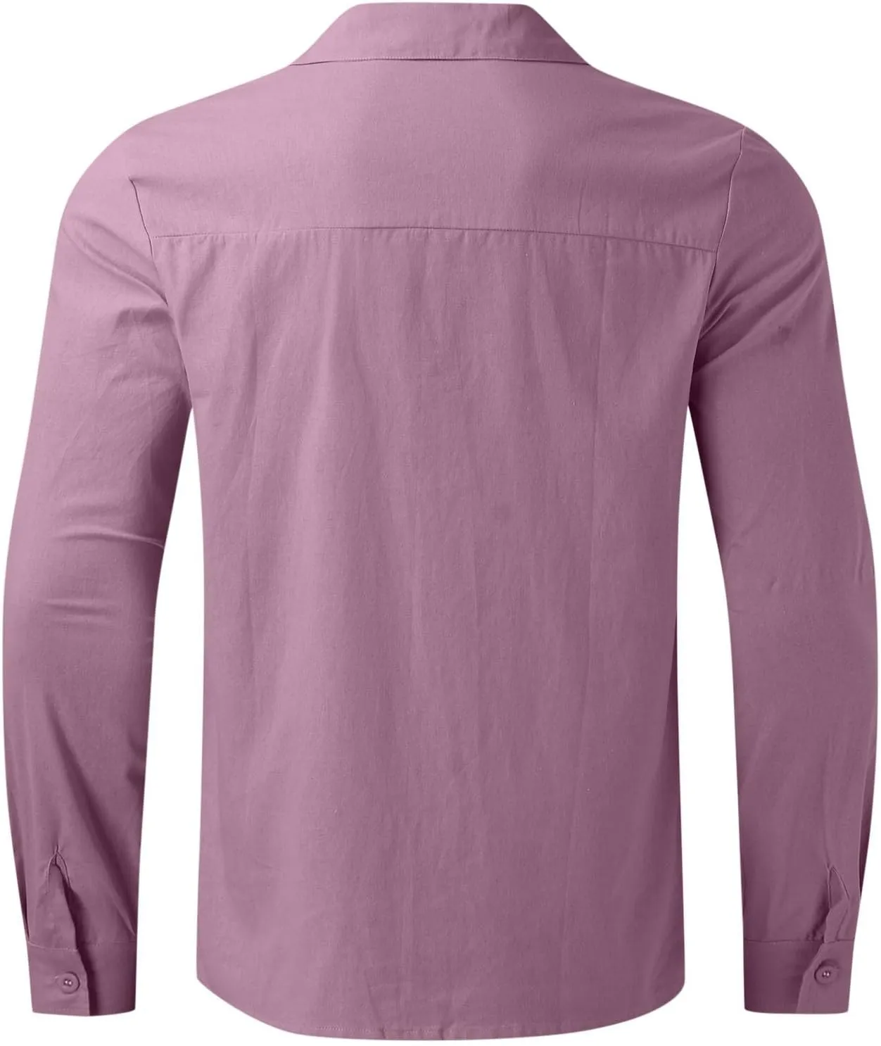 Mens Cotton Linen Long Sleeve Shirts Casual Lightweight Button Down T-shirts Summer Vacation Beach Tops Cuban Shirt