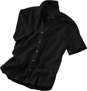 Men's Cotton Linen Shirt Short Sleeve Pocket Lapel Solid Color Top Button Down Casual Outings Beach Brunch Lounge Wear