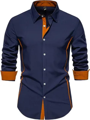 Mens Dress Shirts Long Sleeve Slim Fit Shirts for Men Muscle Slim Fit Button Down Modern Casual Stretch Shirt