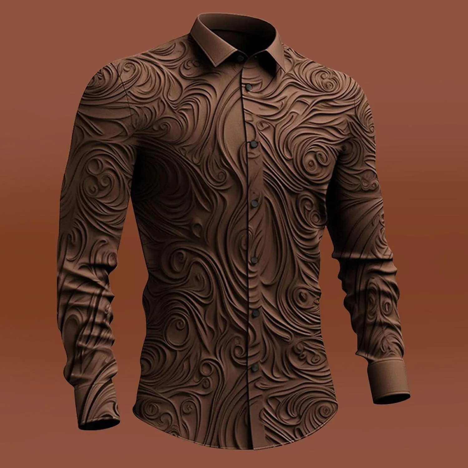 Mens Fashion Dress Shirts Texture 3D Print Long Sleeve Button Down Shirt Gothic Retro Casual Regylar Fit Suit Shirts