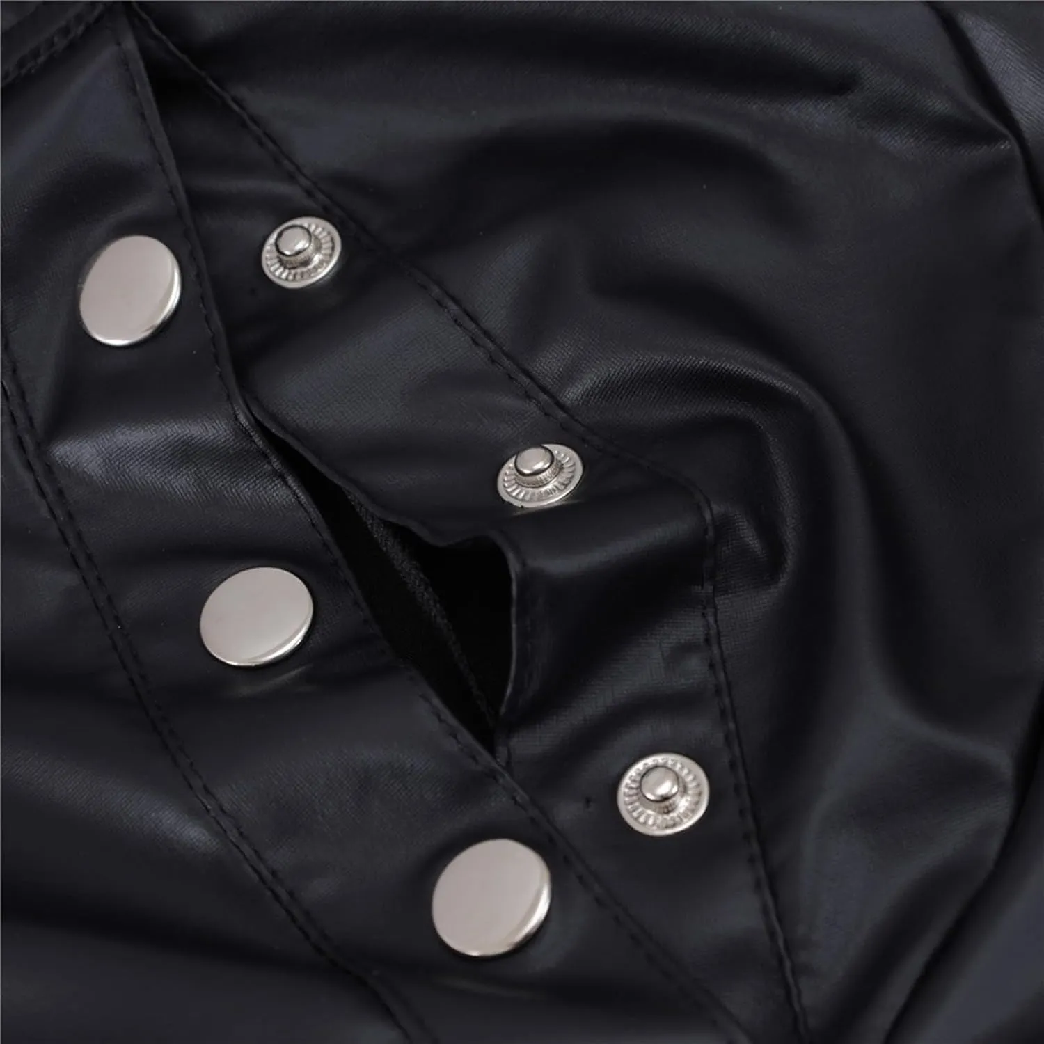 Men's Faux Leather Trunks Boxer Briefs Low Waisted Buttons Underwear Shorts Erotic Fashion Stretch Underpants Panties