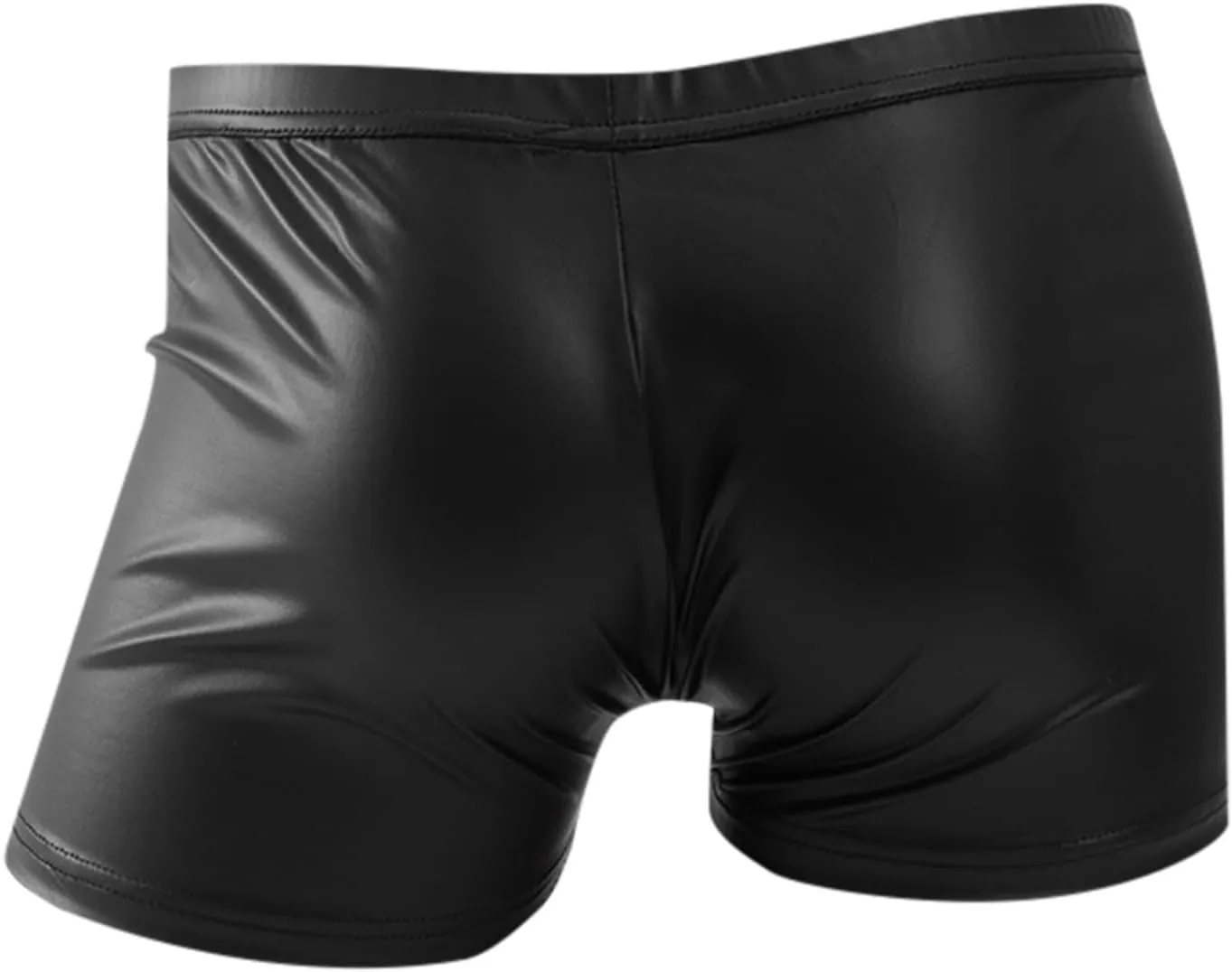 Men's Faux Leather Trunks Boxer Briefs Low Waisted Buttons Underwear Shorts Erotic Fashion Stretch Underpants Panties