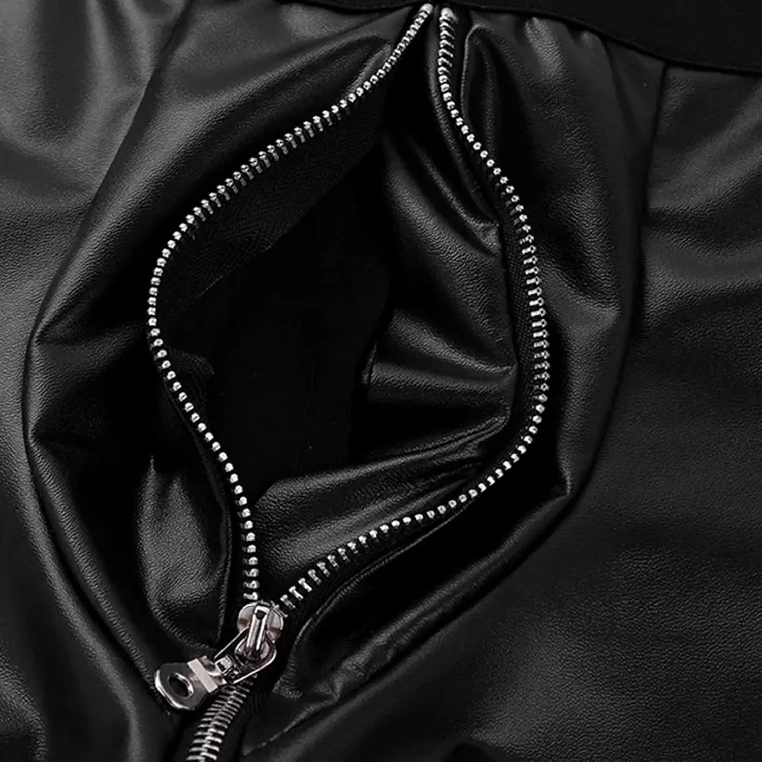 Mens Front Zipper Boxer Briefs With Faux Leather Low Waisted Stretch Lingerie Underpants Comfort Sexy Underwear Shorts