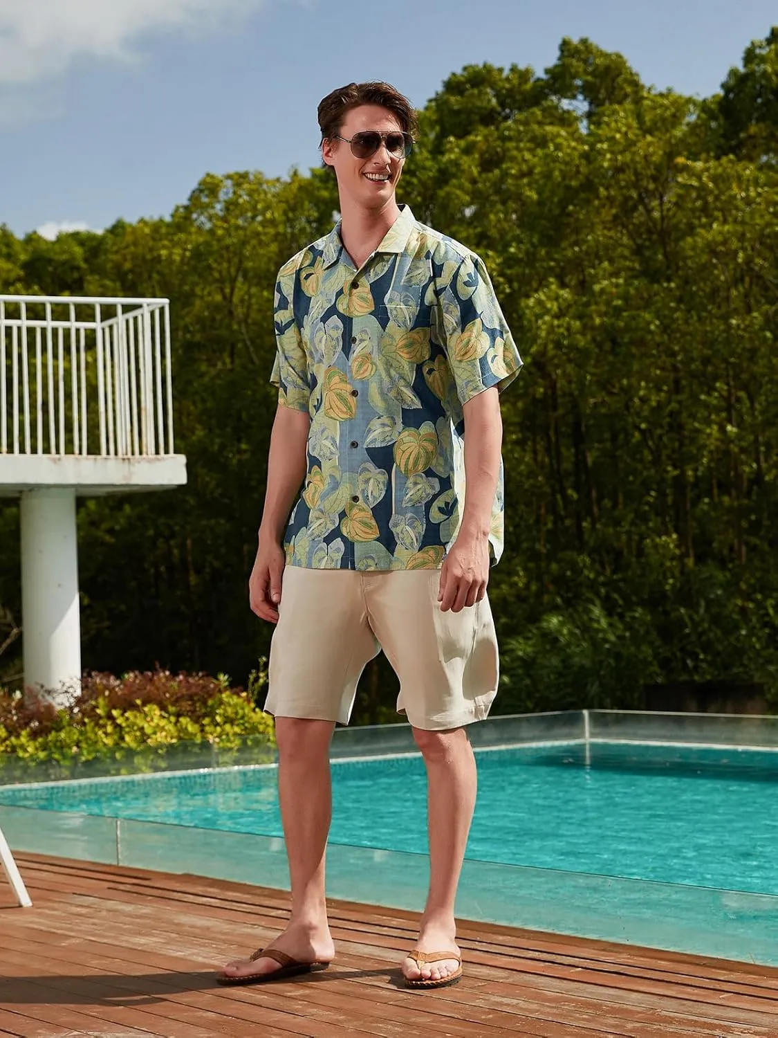 Men's Hawaiian Floral Shirts Silk Short Sleeve Button Down Casual Tropical Beach Holiday Shirts