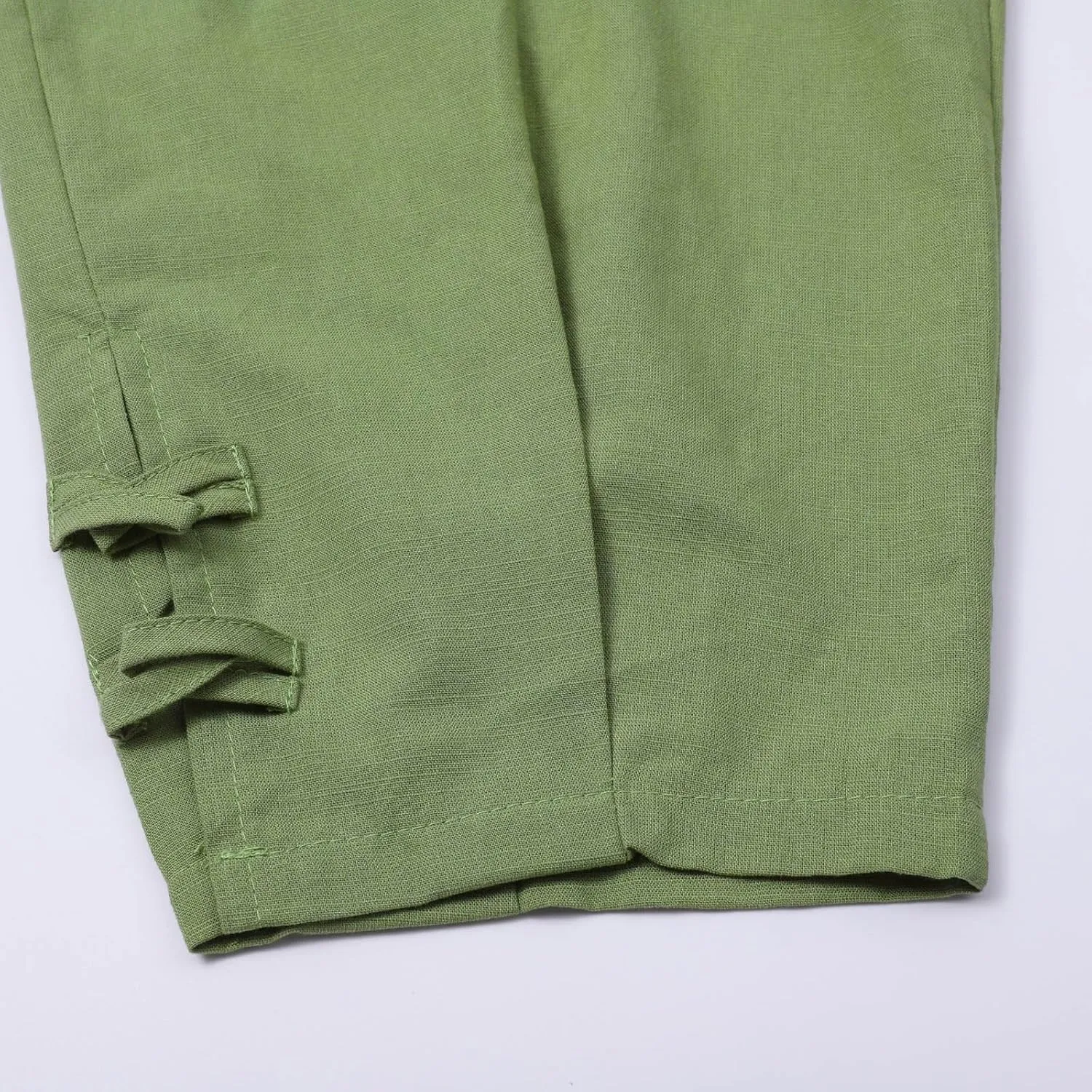 Men's Linen Casual Pants with Pockets Summer Elastic Waist Basic Capris Solid Leisure Athletic Five Short Pant Big and Tall