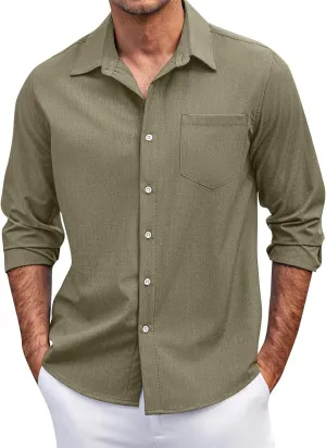 Mens Long Sleeve Button Down Shirts Casual Simple Solid Tops for Men Funny Print Party Dress Shirt Holiday Outfits