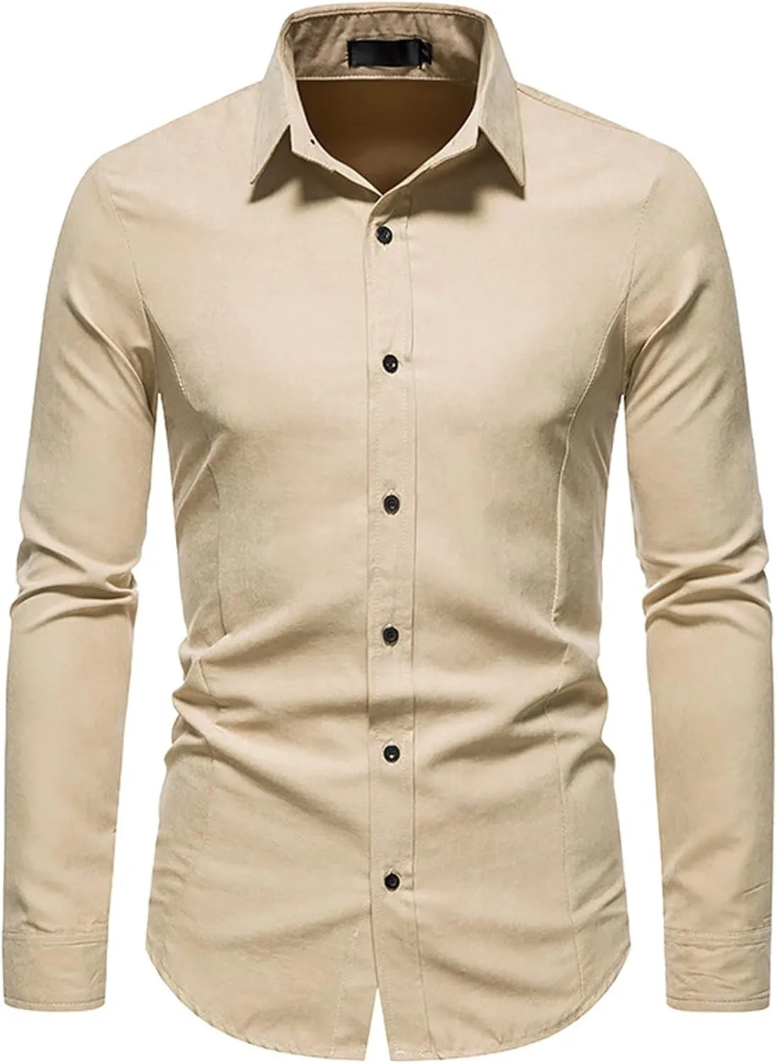 Mens Long Sleeve Dress Shirts Slim Fit Wrinkle-Resistant Designer Stretch Shirts Wedding Party Business Work Top