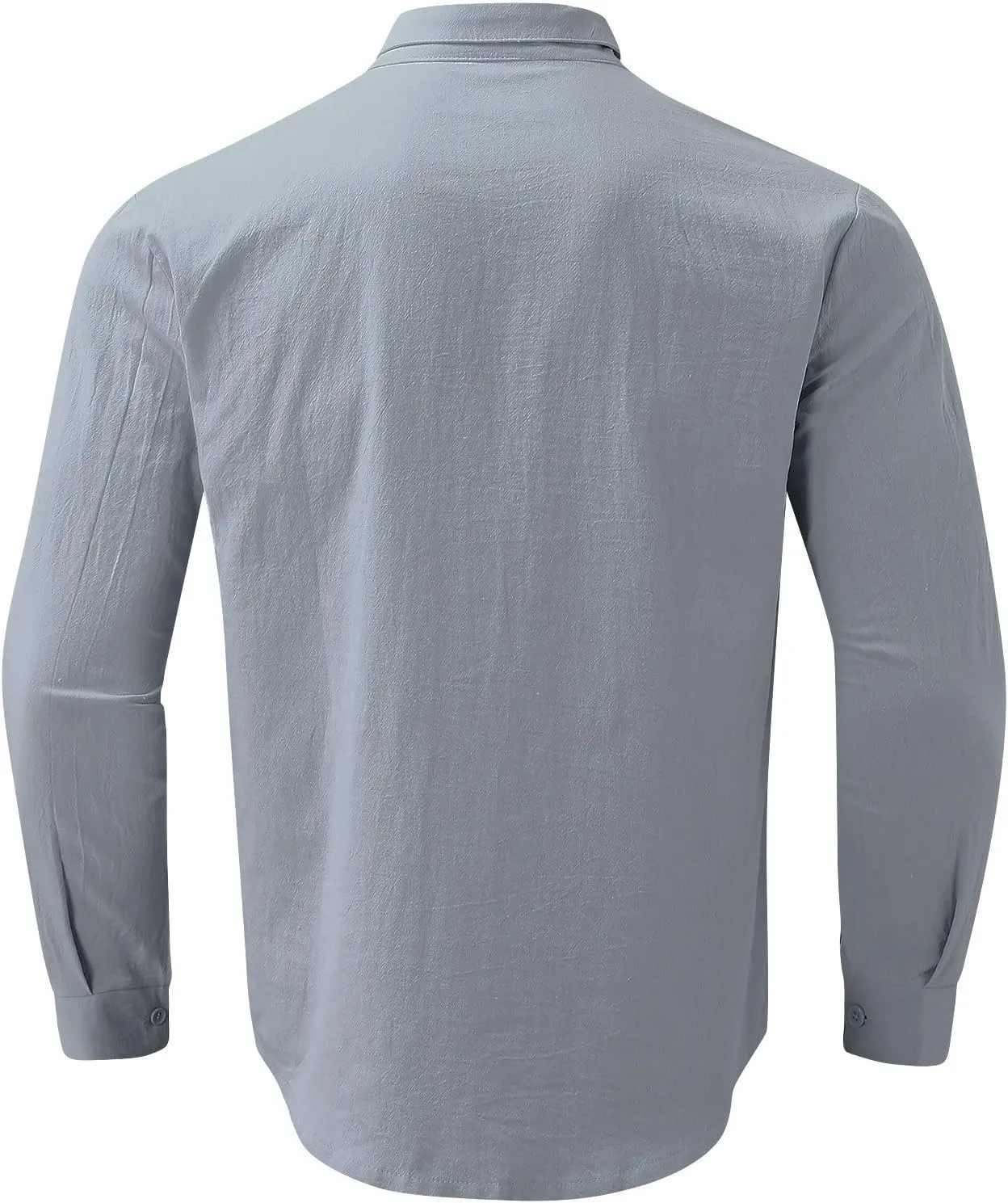 Men's Long Sleeve Linen Button Down Shirt Beach Casual Dress Shirts Summer Lightweight Cotton Linen Shirt Tops