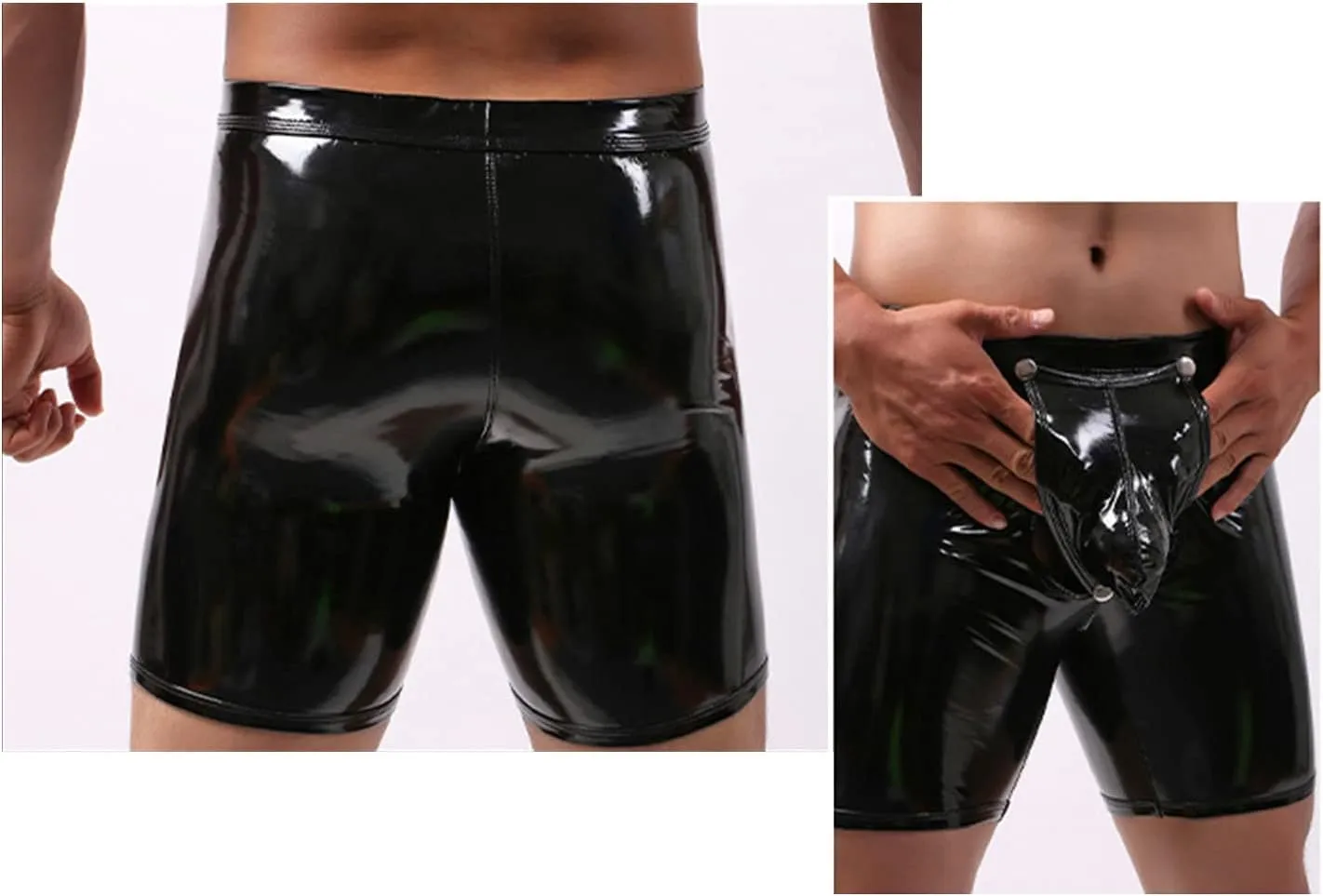 Mens Metallic Shiny Underpants Boxer Briefs Imatation Patent Leather Underwear Sport Wlow Rise Bulge Pouch Trunks