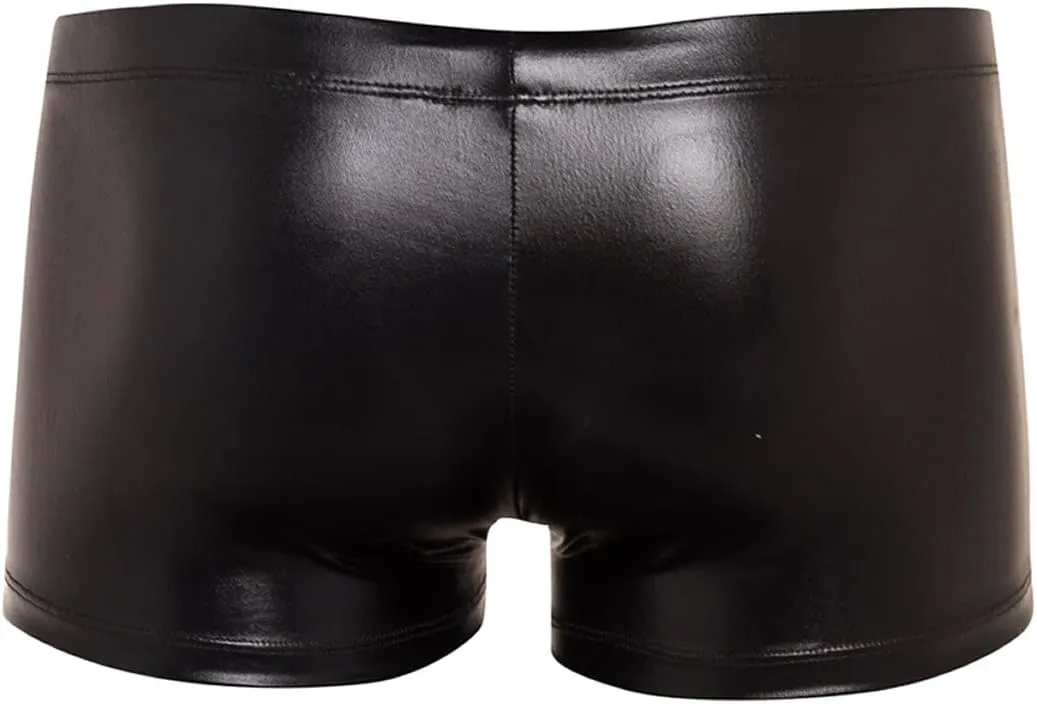 Men's Metallic Shorts Yoga Shiny Boxer Briefs Shiny Hot Pants Underwear Bikinis with Draswtring