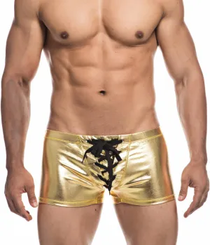 Men's Metallic Shorts Yoga Shiny Boxer Briefs Shiny Hot Pants Underwear Bikinis with Draswtring