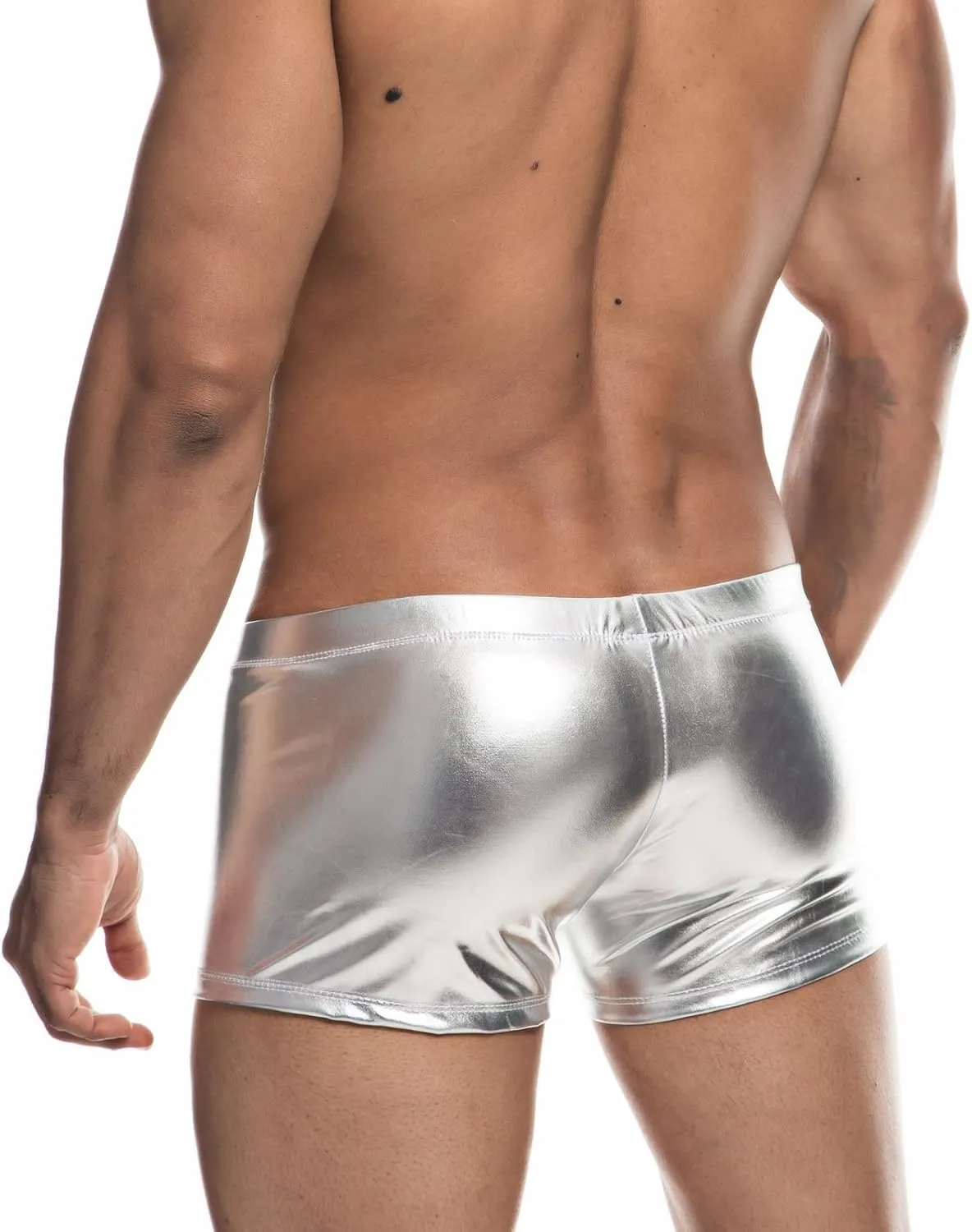 Men's Metallic Shorts Yoga Shiny Boxer Briefs Shiny Hot Pants Underwear Bikinis with Draswtring