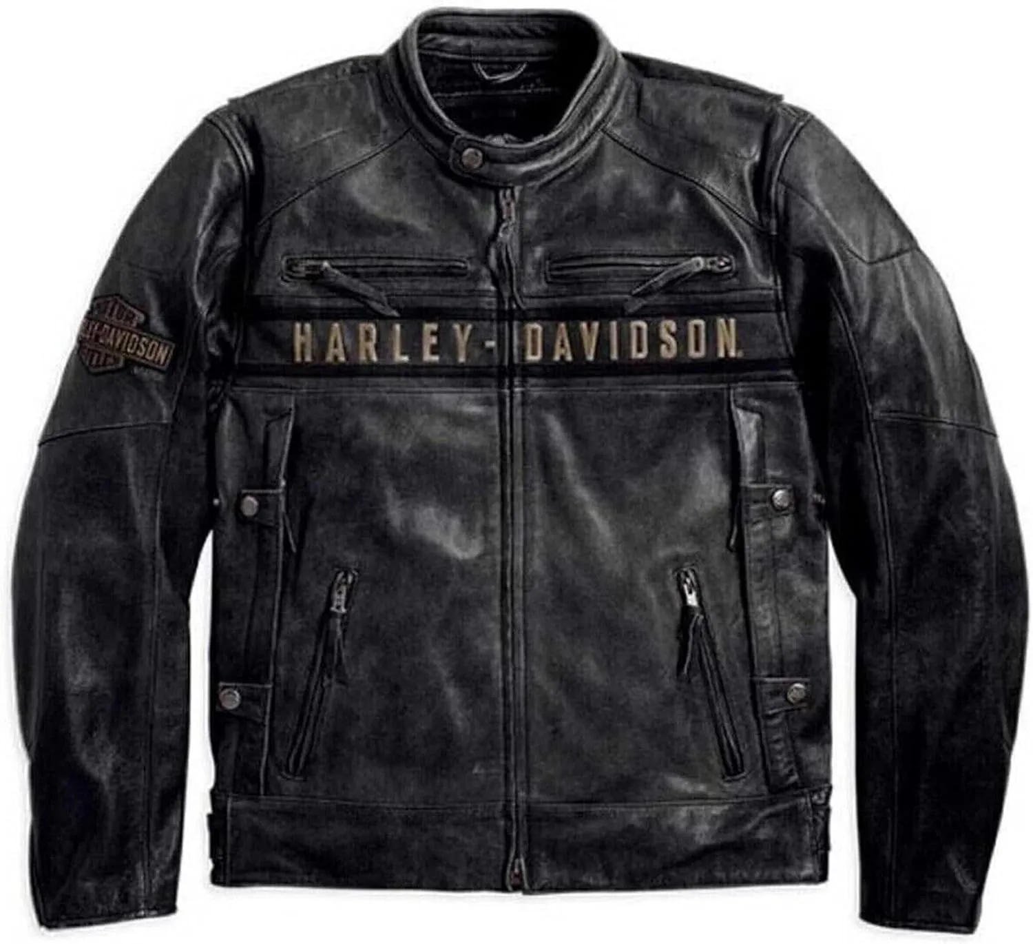 Mens Passing Link Biker Jacket  Motorcycle Triple Vents Cafe Racer Black Jacket