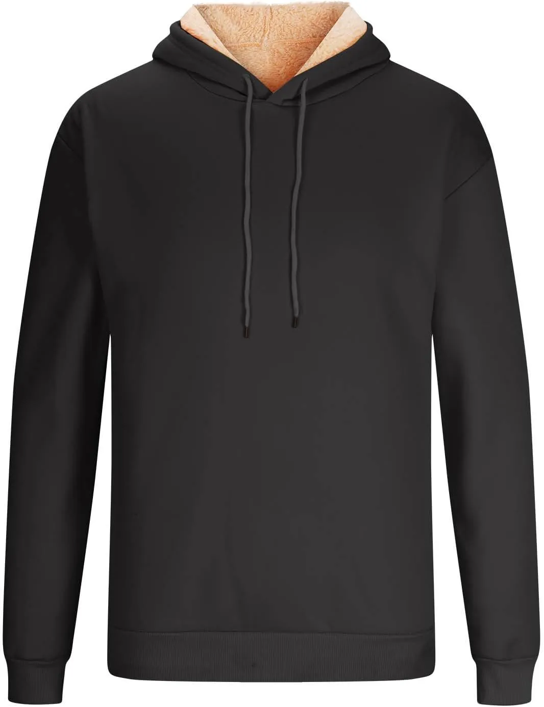 Men's Pullover Hoodie Thick Sherpa Lined Sweatshirt with Kangaroo Pocket Warm Fleece Hoodies for Winter 2025