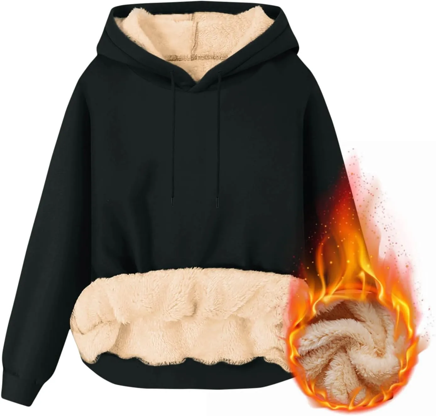 Men's Pullover Hoodie Thick Sherpa Lined Sweatshirt with Kangaroo Pocket Warm Fleece Hoodies for Winter 2025