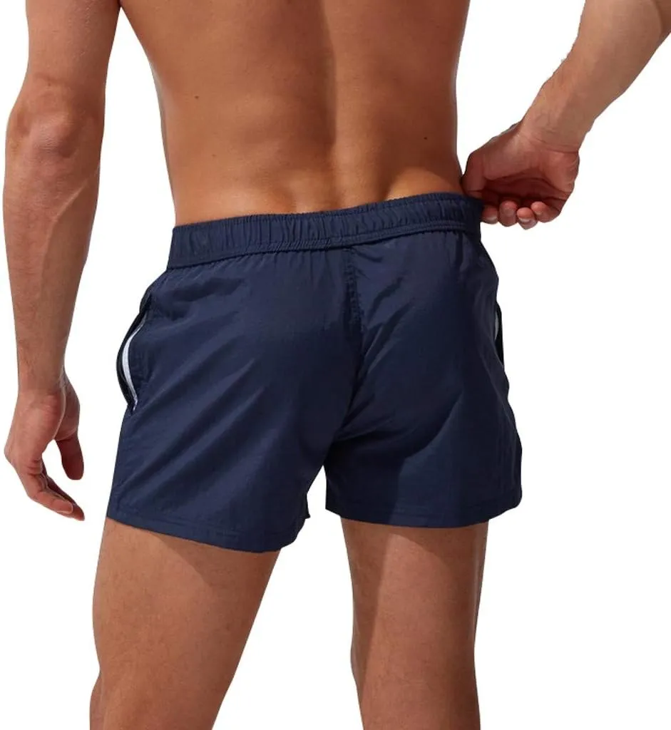Mens Quick Dry Swim Trunks No Liner Elastic Waist Drawstring 5 Inch Swimwear Breathable Summer Island Vocation Beach Shorts
