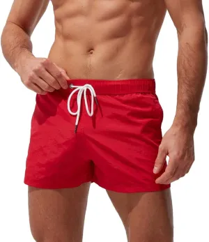 Mens Quick Dry Swim Trunks No Liner Elastic Waist Drawstring 5 Inch Swimwear Breathable Summer Island Vocation Beach Shorts
