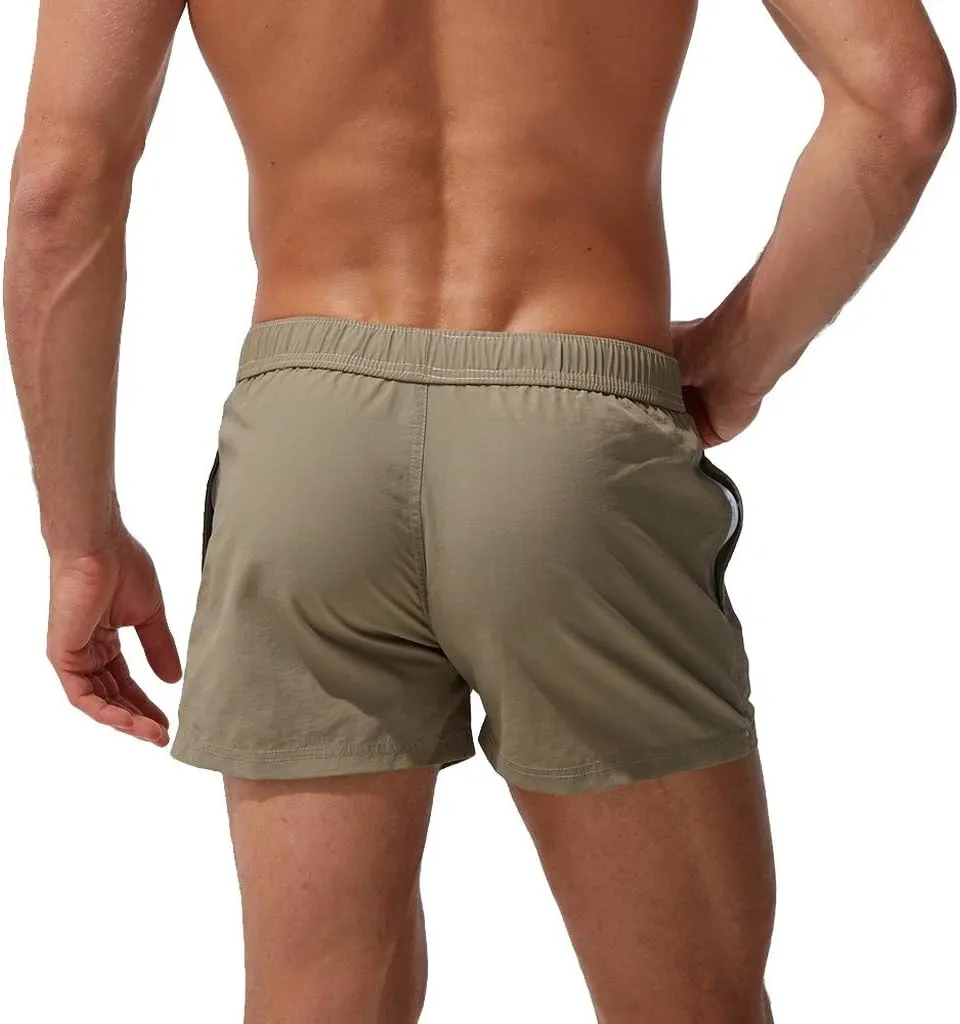 Mens Quick Dry Swim Trunks No Liner Elastic Waist Drawstring 5 Inch Swimwear Breathable Summer Island Vocation Beach Shorts
