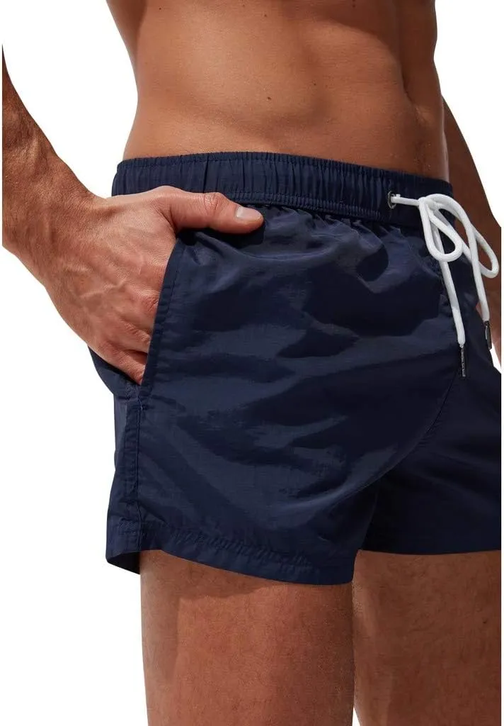 Mens Quick Dry Swim Trunks No Liner Elastic Waist Drawstring 5 Inch Swimwear Breathable Summer Island Vocation Beach Shorts