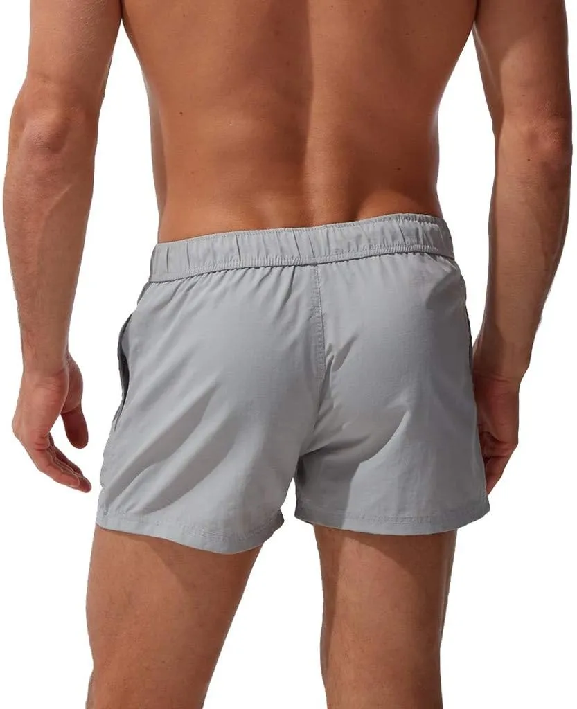 Mens Quick Dry Swim Trunks No Liner Elastic Waist Drawstring 5 Inch Swimwear Breathable Summer Island Vocation Beach Shorts