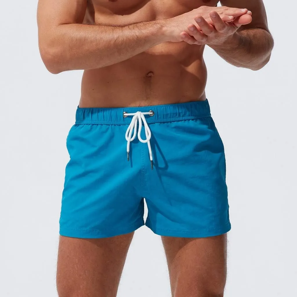 Mens Quick Dry Swim Trunks No Liner Elastic Waist Drawstring 5 Inch Swimwear Breathable Summer Island Vocation Beach Shorts