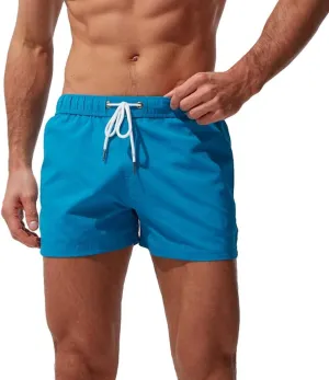 Mens Quick Dry Swim Trunks No Liner Elastic Waist Drawstring 5 Inch Swimwear Breathable Summer Island Vocation Beach Shorts