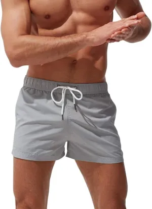 Mens Quick Dry Swim Trunks No Liner Elastic Waist Drawstring 5 Inch Swimwear Breathable Summer Island Vocation Beach Shorts