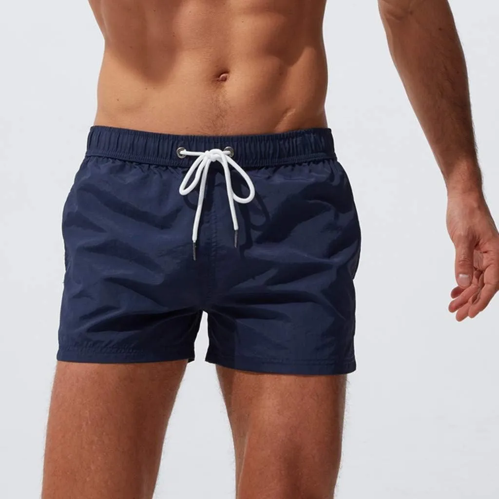 Mens Quick Dry Swim Trunks No Liner Elastic Waist Drawstring 5 Inch Swimwear Breathable Summer Island Vocation Beach Shorts