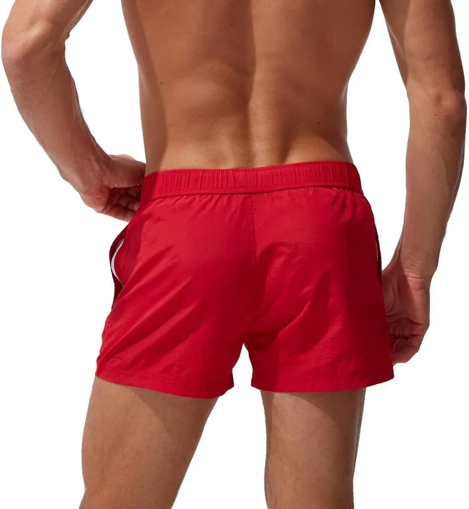 Mens Quick Dry Swim Trunks No Liner Elastic Waist Drawstring 5 Inch Swimwear Breathable Summer Island Vocation Beach Shorts