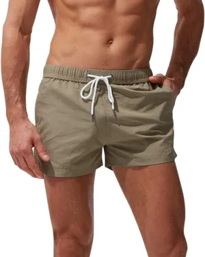 Mens Quick Dry Swim Trunks No Liner Elastic Waist Drawstring 5 Inch Swimwear Breathable Summer Island Vocation Beach Shorts