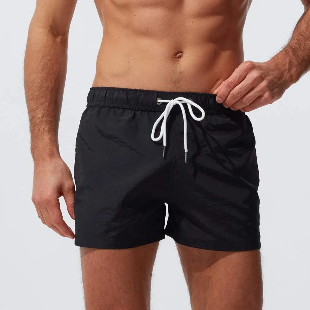 Mens Quick Dry Swim Trunks No Liner Elastic Waist Drawstring 5 Inch Swimwear Breathable Summer Island Vocation Beach Shorts