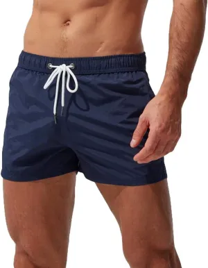 Mens Quick Dry Swim Trunks No Liner Elastic Waist Drawstring 5 Inch Swimwear Breathable Summer Island Vocation Beach Shorts