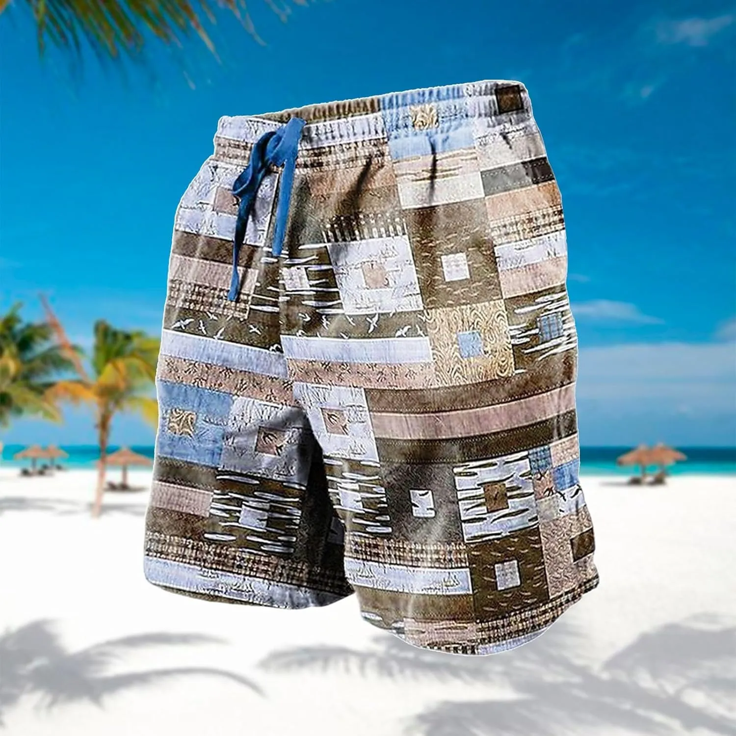 Mens Retro Swim Trunks Short for Man Men's Knit Shorts Fishing Clothes for Men
