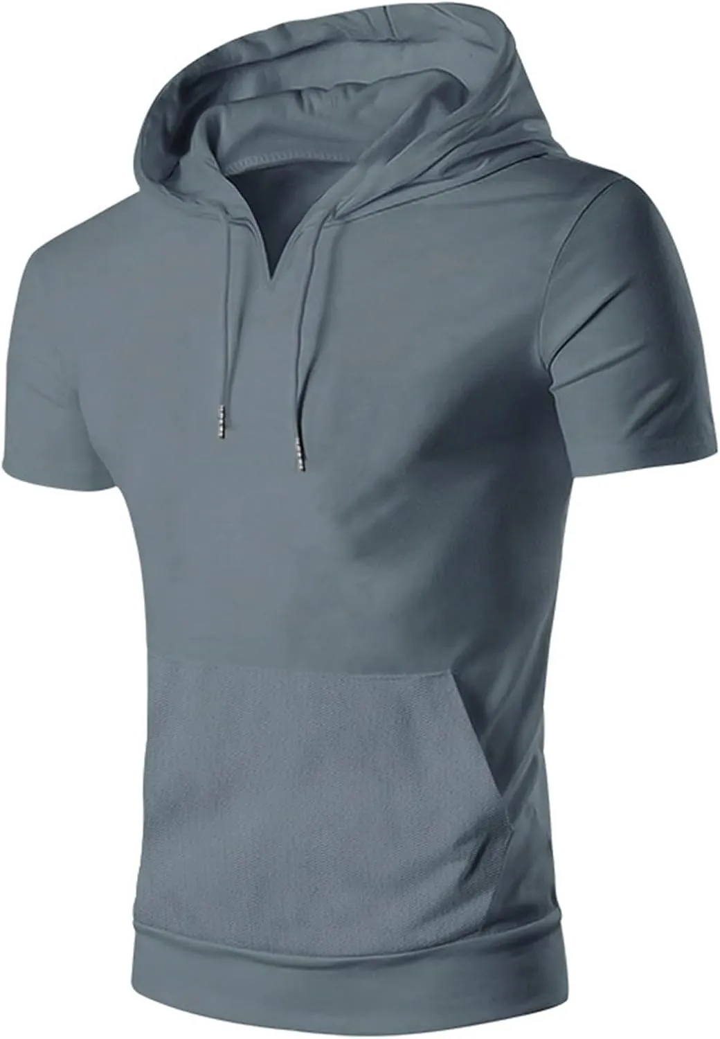 Mens Short Sleeve Hoodie Workout Gym Sweatshirts Casual Lightweight Athletic Muscle Hoodies Pullover Cotton Hooded T-Shirts