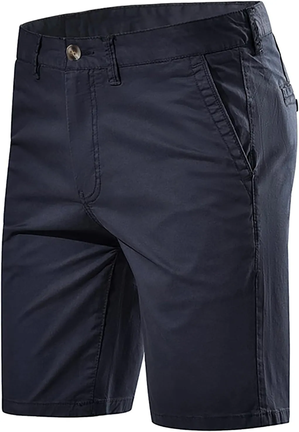 Men's Shorts Casual Chino Pants Straight Leg Slim Fit Work Trousers Waistband Button Plain Bermuda Shorts with Pockets