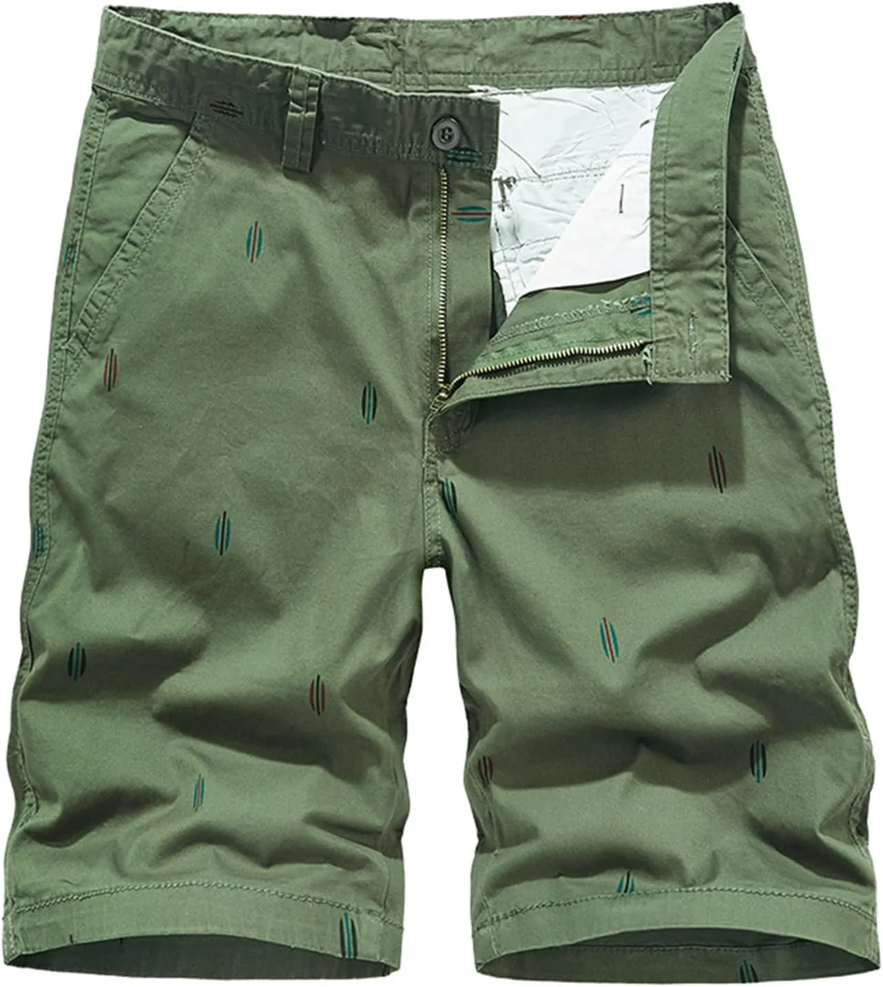 Men's Slim-Fit 5" Flat-Front Comfort Stretch Chino Shorts Casual Summer Beach Shorts Mid-Waist Athletic Golf Cargo Shorts