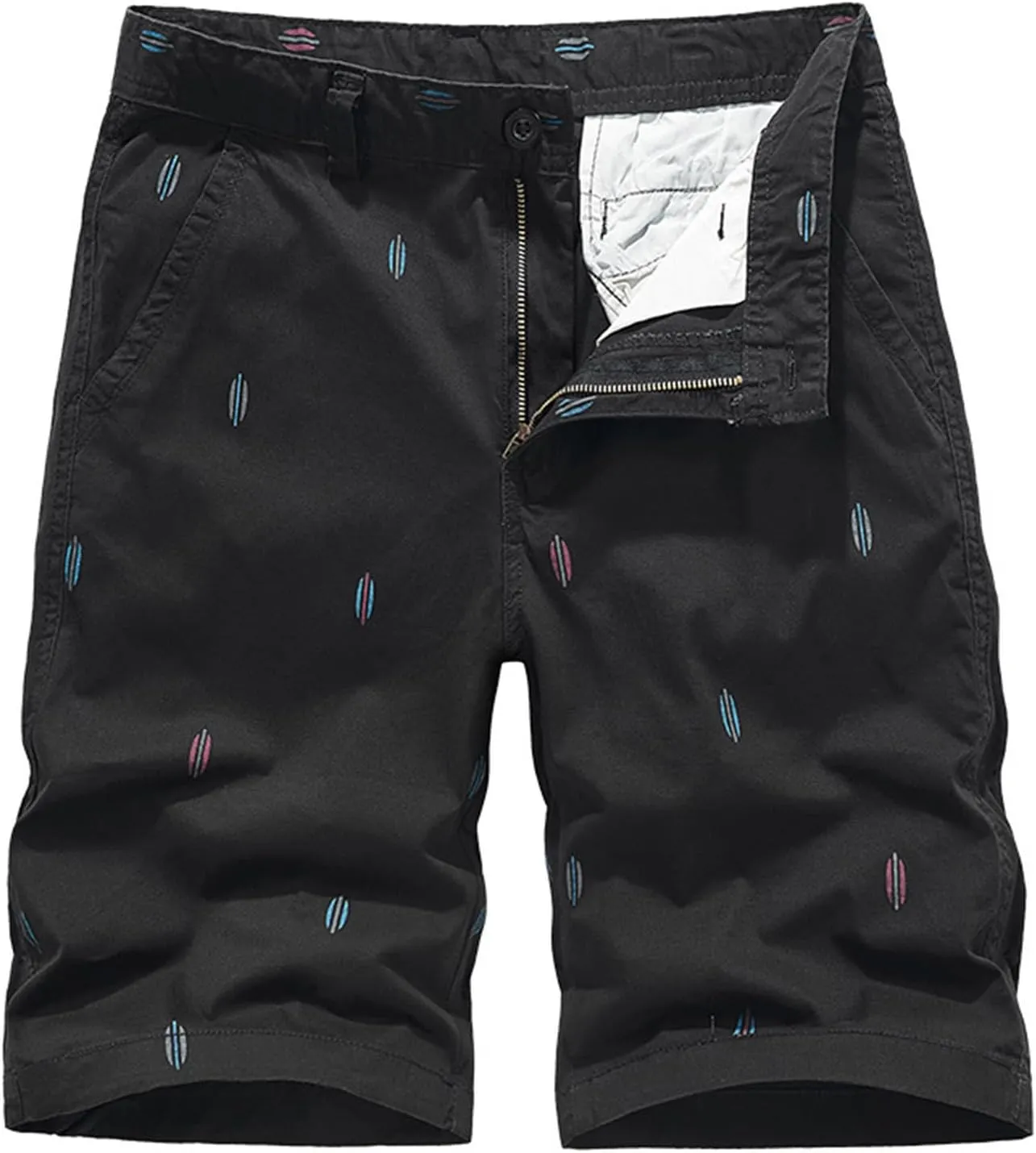 Men's Slim-Fit 5" Flat-Front Comfort Stretch Chino Shorts Casual Summer Beach Shorts Mid-Waist Athletic Golf Cargo Shorts