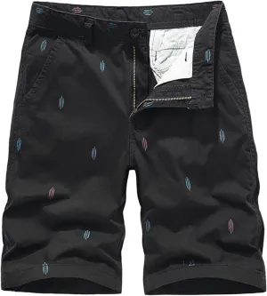 Men's Slim-Fit 5" Flat-Front Comfort Stretch Chino Shorts Casual Summer Beach Shorts Mid-Waist Athletic Golf Cargo Shorts