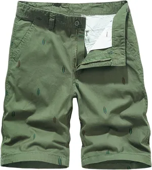 Men's Slim-Fit 5" Flat-Front Comfort Stretch Chino Shorts Casual Summer Beach Shorts Mid-Waist Athletic Golf Cargo Shorts