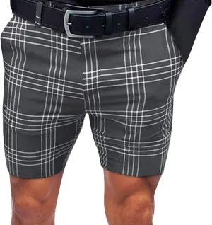 Mens Slim Fit Shorts Golf Office Work Dress Shorts Flat Front Shorts Stretch Plaid Short Casual Chino Short for Men