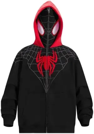 Mens Spider Hoodies Unisex Oversize Goth Jacket Y2K Punk Streetwear Zip Up Hoodie Spider caps