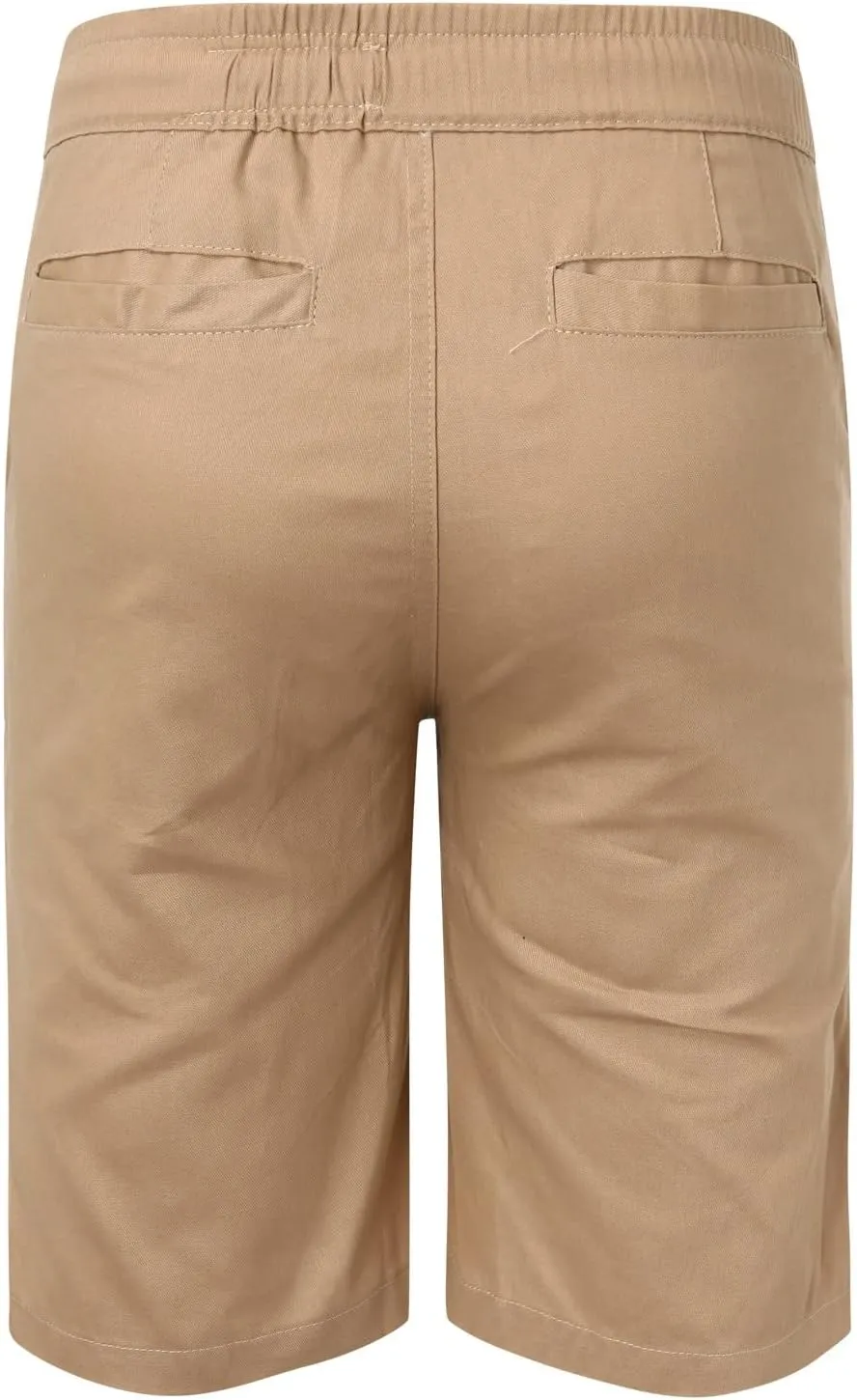 Men's Stretch Chino Short Slim Fit Flat Front Shorts Summer Cotton Casual Shorts with Pocket Quick Dry Hiking Cargo Shorts