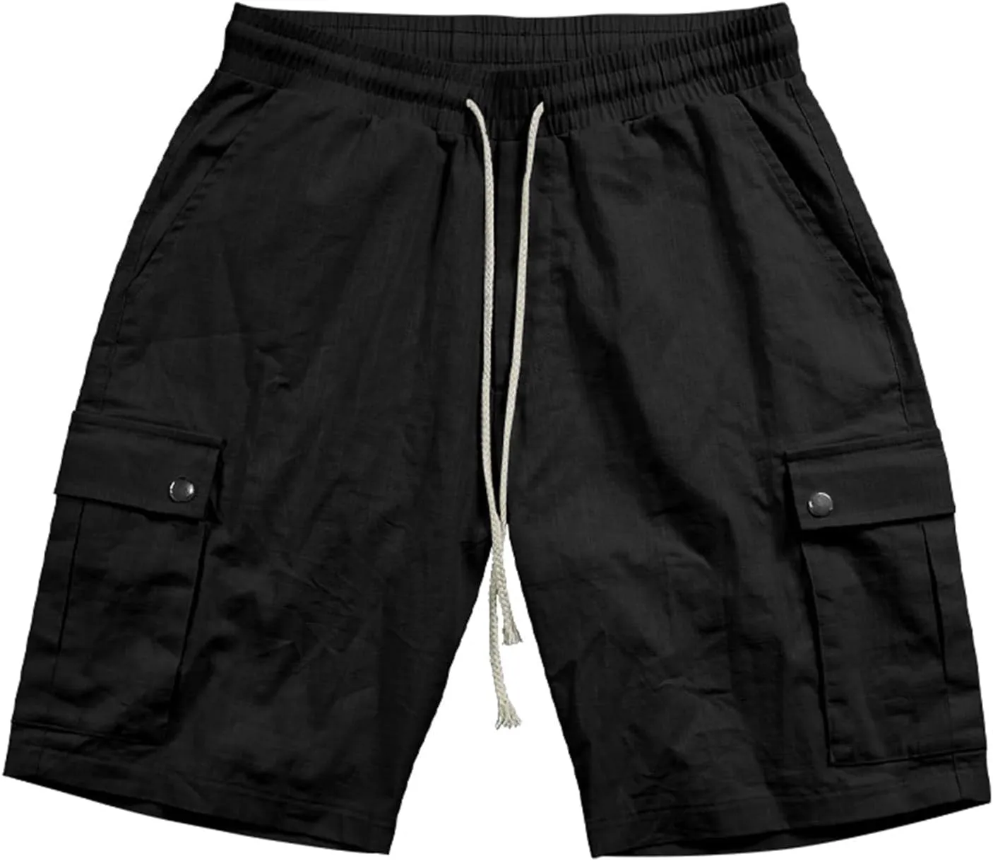 Men's Summer Cargo Shorts Slim Fit Texture Shorts Drawstring Stretchy Thin Pants Fashion Vacation Pants with Pockets