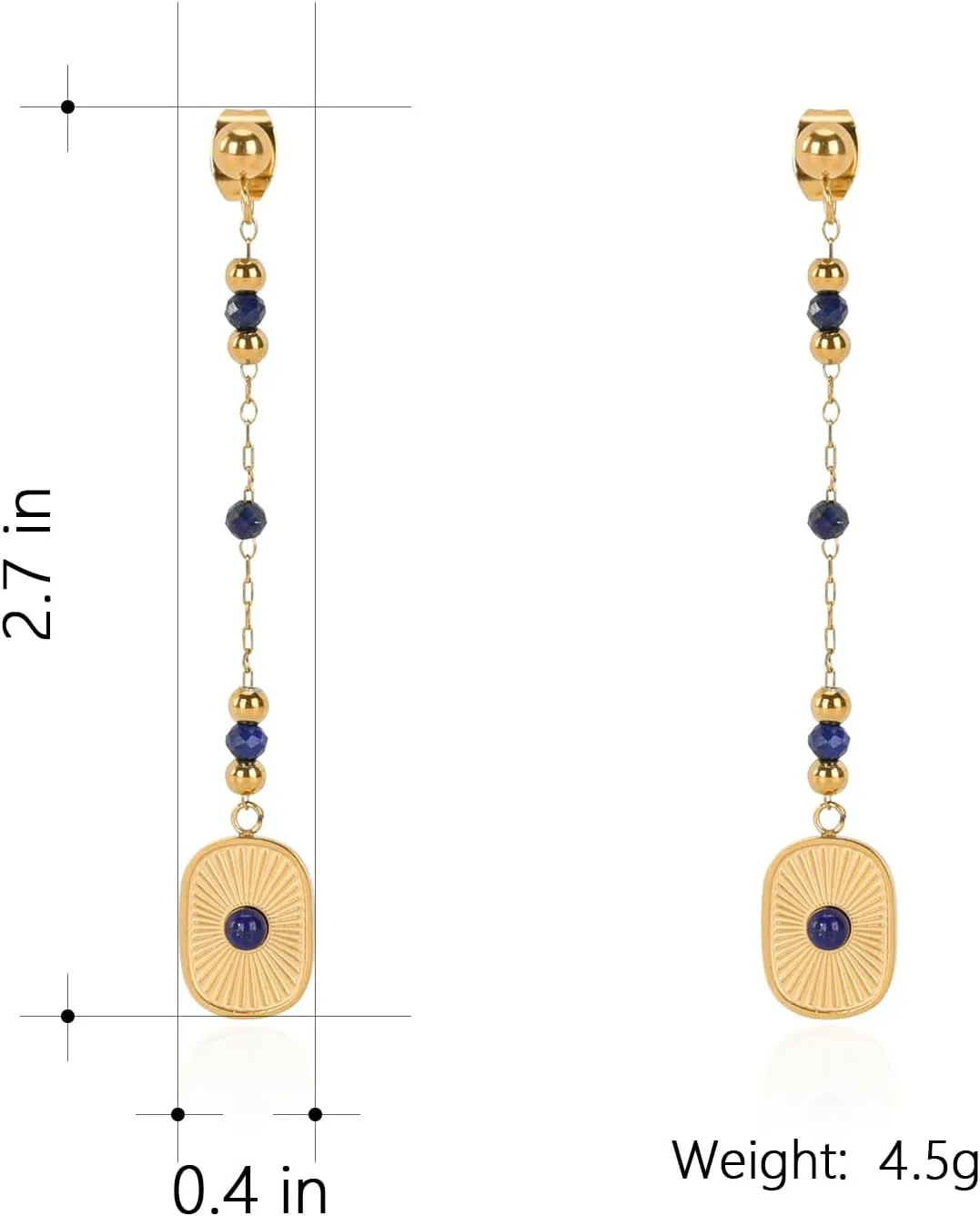 Milan Chiva 14K Gold Drop Dangle Hoop Earrings for Women, Plated Dangle Hoop Abalone Shell Earrings, Statement Teardrop Dainty Dangling Chain Studs Earrings