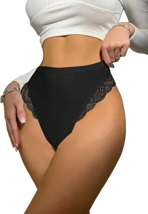 Milumia Women Sexy Lace Panties Underwear High Waisted Thongs French Cut Bikinis