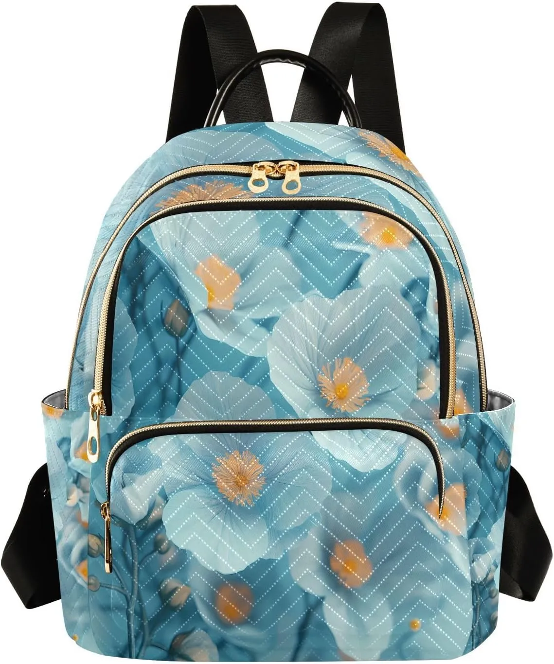 Mini Backpack for Women Blue Flowers Small Purse Daypacks Stylish Bags Lightweight Travel Backpacks for College Shopping Work Dating