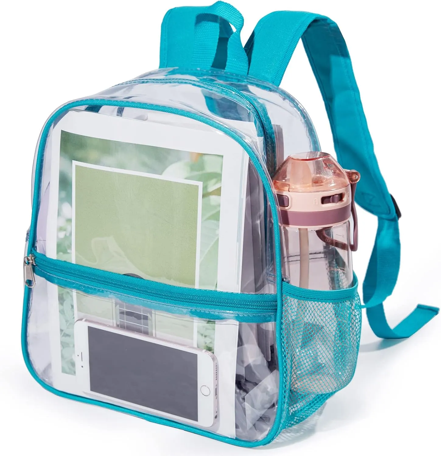 Mini Clear Backpack 12"x6"x12" Stadium Approved See Through Bag Waterproof PVC Small Transparent Backpacks for Festival Sport Event Concerts, Green