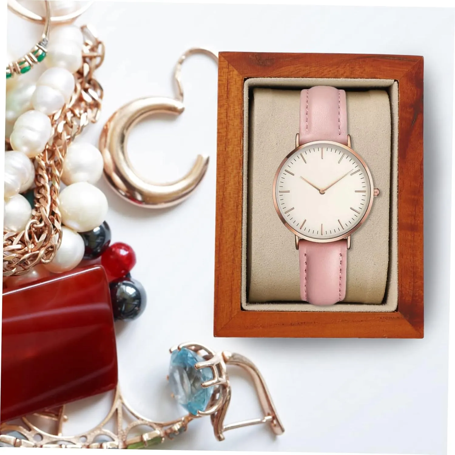 Minimalist Wooden Watch Organizer for Men Elegant Bracelet Display Storage Case for Watches and Jewelry Sturdy Design for Home Retail Use