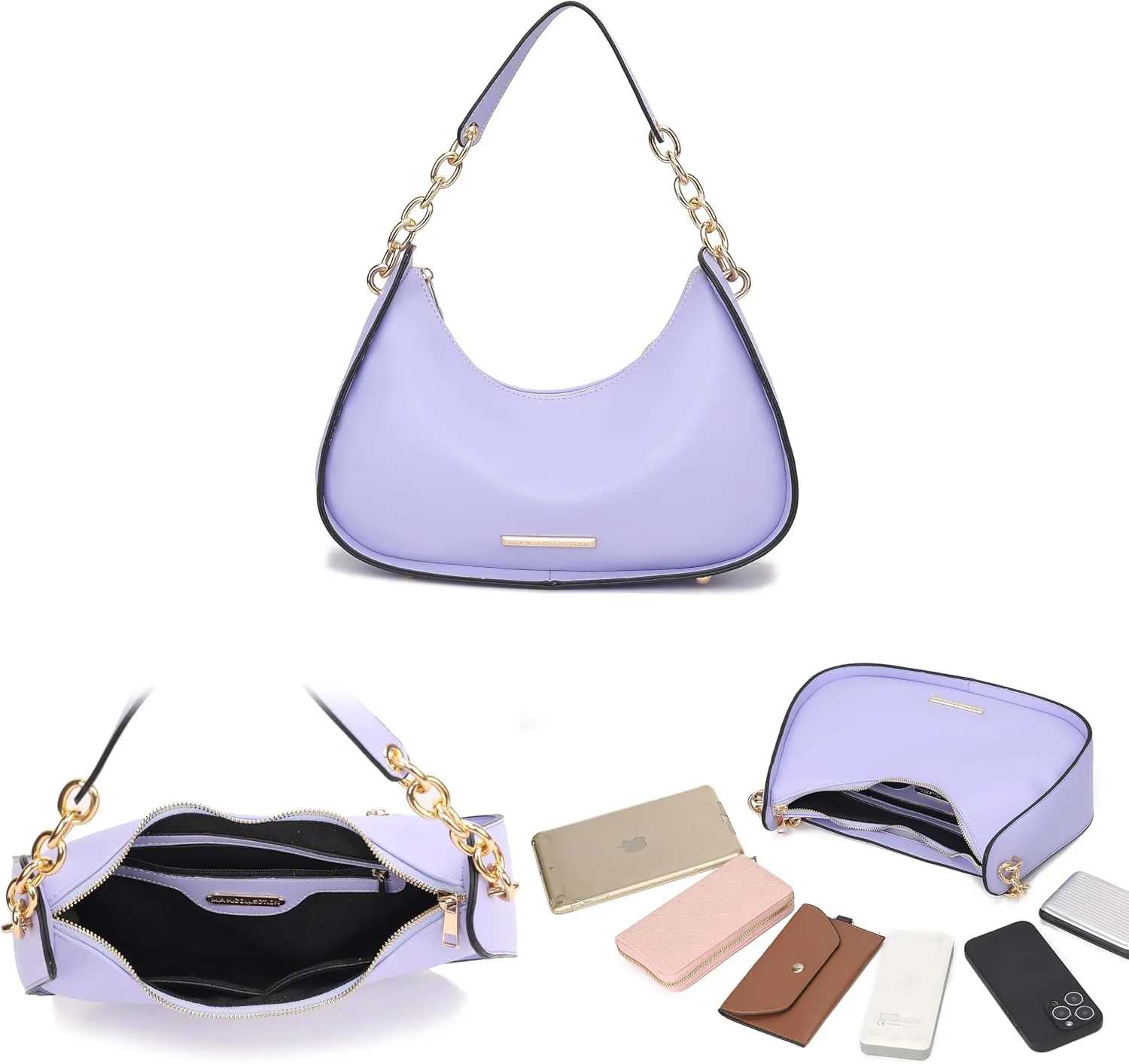 MKF Collection Shoulder Bag for Women, Vegan Leather Hobo Crossover Fashion Handbag Purse
