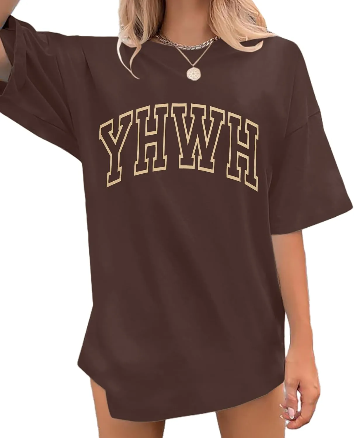 MNLYBABY Christian Oversized Shirt Women YHWH Tshirts Jesus Faith Inspirational Casual Tee Tops